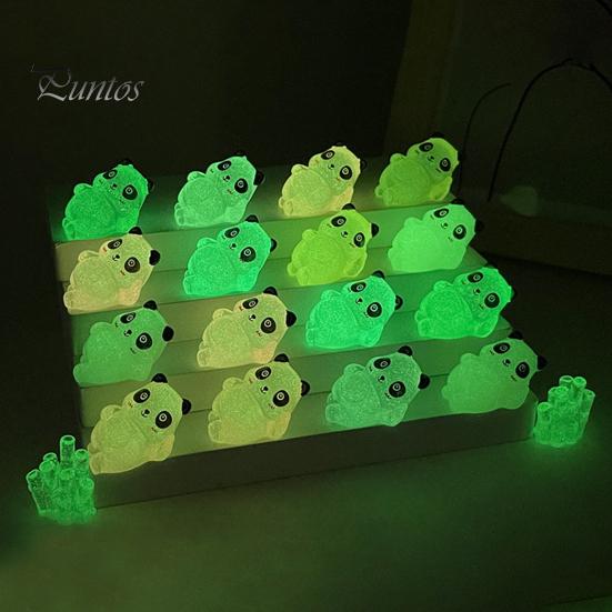 8Pcs Luminous Little Panda DIY Decoration Set Waterproof Rust-proof Solar Powered Glow In The Dark Ornaments