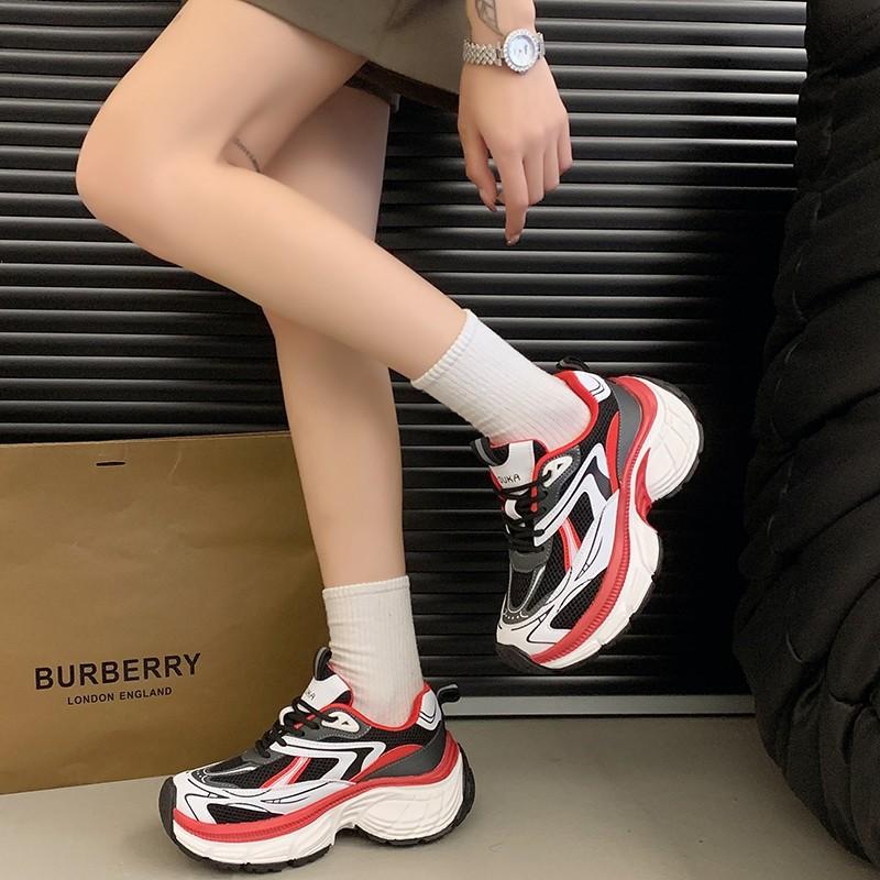 Popular Dad Shoes Women's 2025 New Spring, Summer and Autumn Popular Color Matching Sports Shoes Ins Thick-soled Heightening Casual Women's Shoes