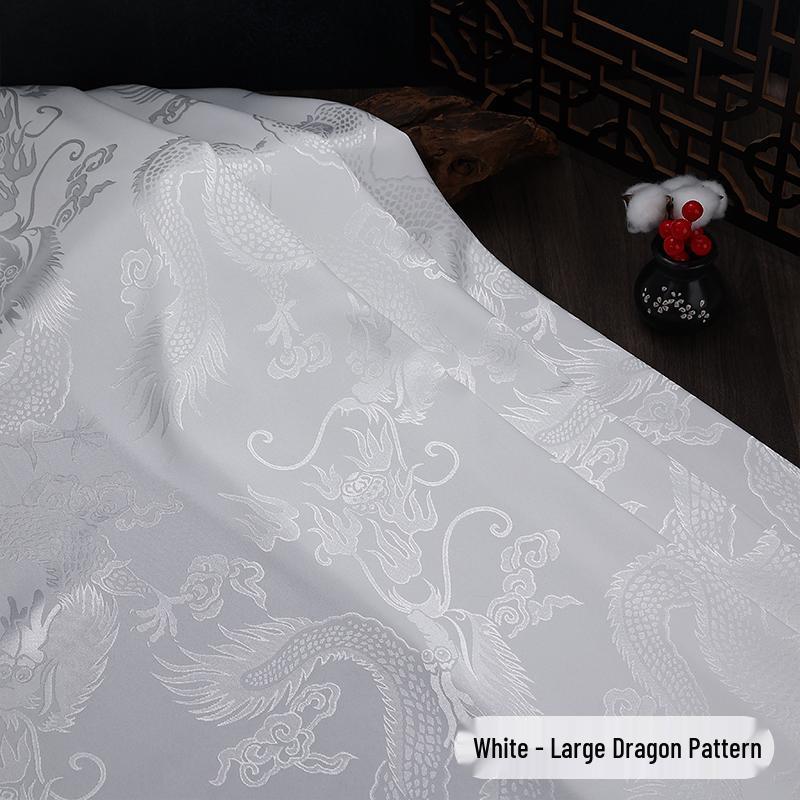 Phoenix Dragon Jacquard Silk Satin Fabric for Hanfu and Tang Suit Costumes