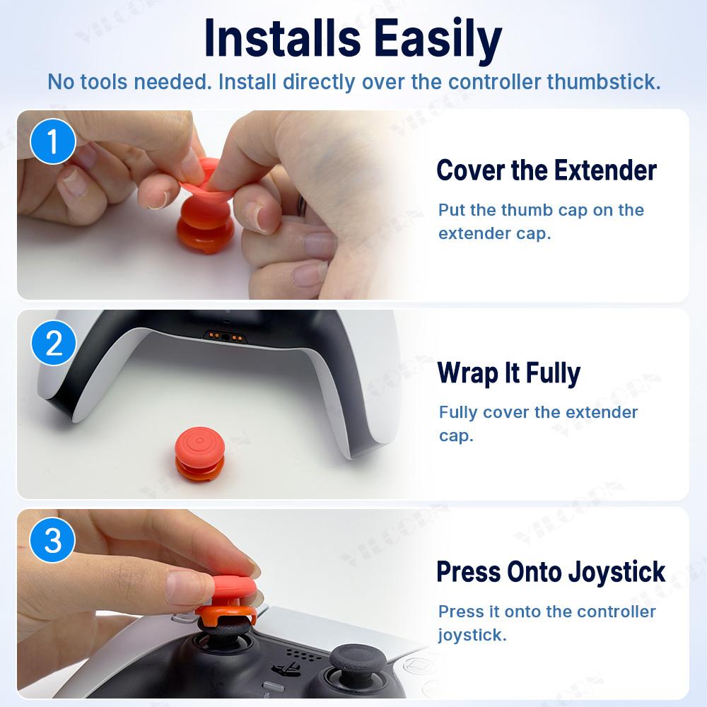 2 Stück Silikon Analogstick-Verlängerungen für PS5 Kompatiblen Controller, Anti-Rutsch Daumenstick-Kappen