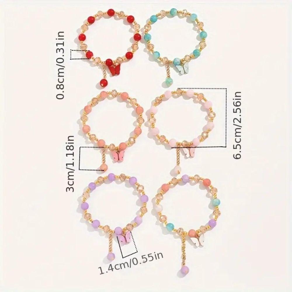 Sweet Glass Beads Bracelet With Butterfly Pendant Korean Style Bracelet Women Bangle  Female