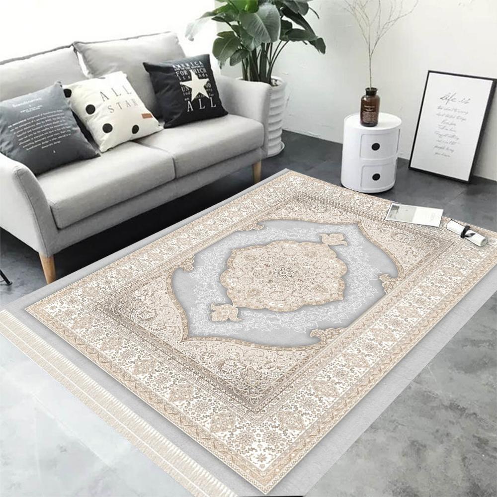 European Retro Floral Large Carpet for Living Room Luxury Decoration Rug Non-slip Bedroom Cloakroom Washable Soft Mat