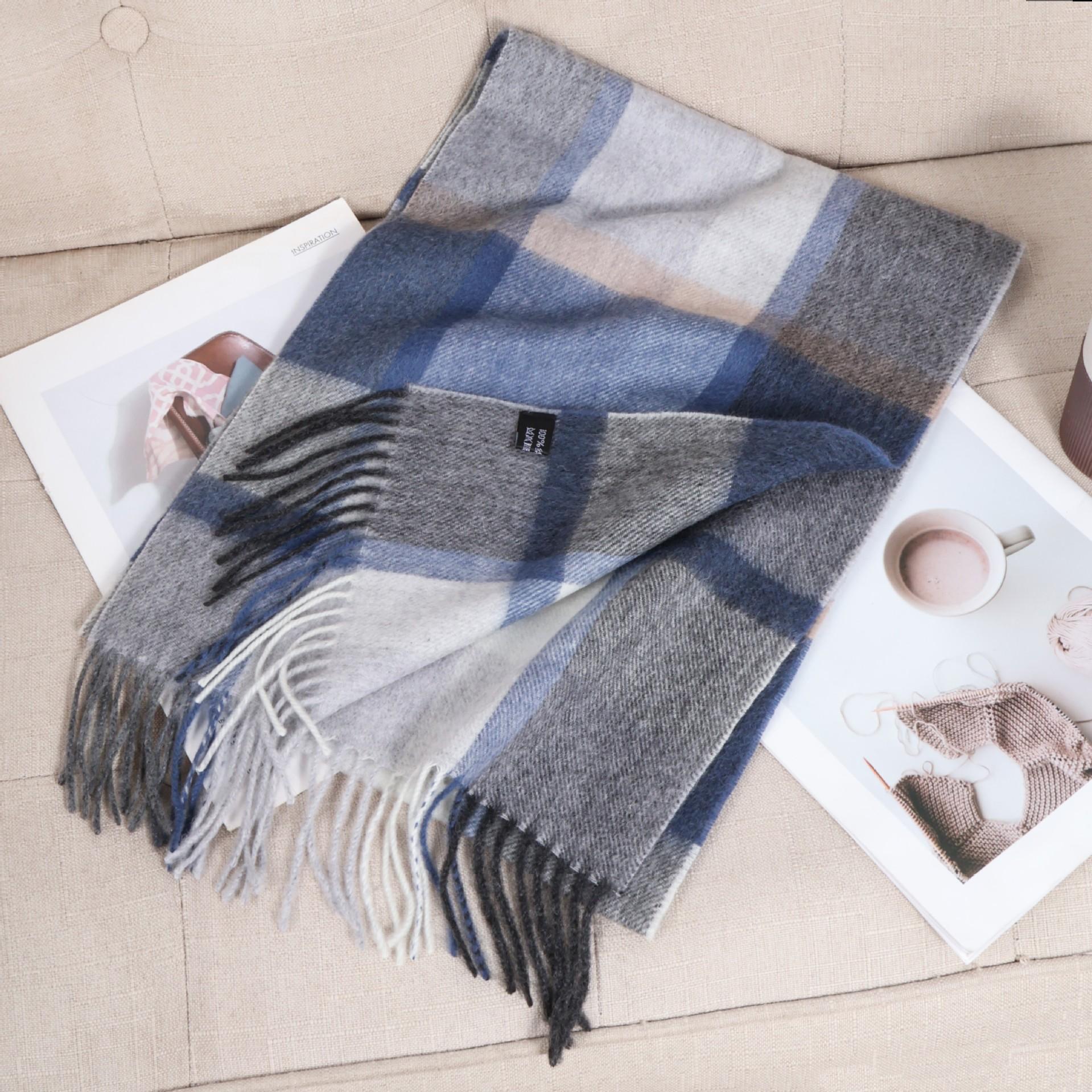 

Новый английский плед 100% шерсть осенне-зимний флисовый шарф унисекс с кисточками теплый для шеи пара шаль 30*175CM