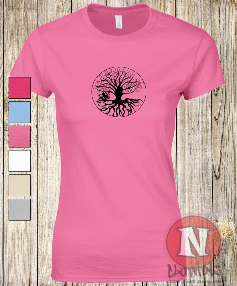 Fairy Tree T-Shirt Damen Figurbetont Grafik Kunst T-Shirt