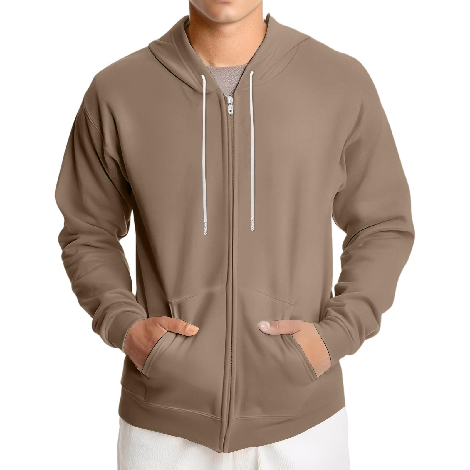 

Мужская повседневная куртка с капюшоном и кулиской свободного кроя XXXL светло-коричневого