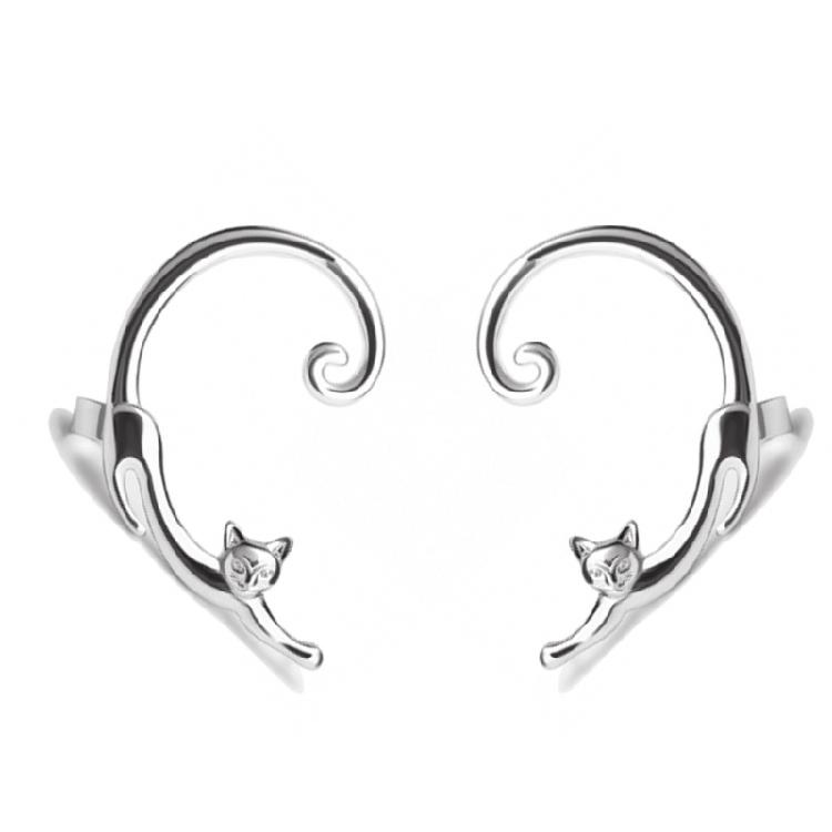 Vintage Long for Cat Tail Around Ear Earrings Cartoon for Cat Ear Cuff for Women