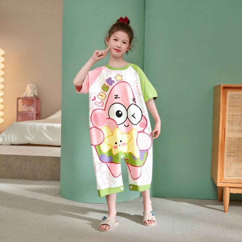 Kids One-Piece Pajamas Modal Sleepwear Girls Toddler Soft Breathable