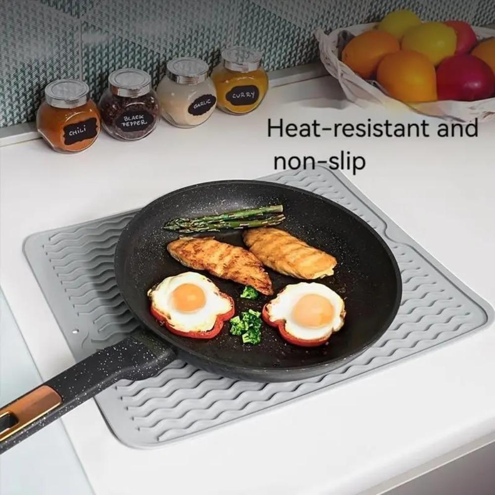 Silicone Dish Drying Mat Non-Slip Drying Rack Pad for Kitchen Counter Heat Resistant Food-Grade Drain Board Dishwasher Safe