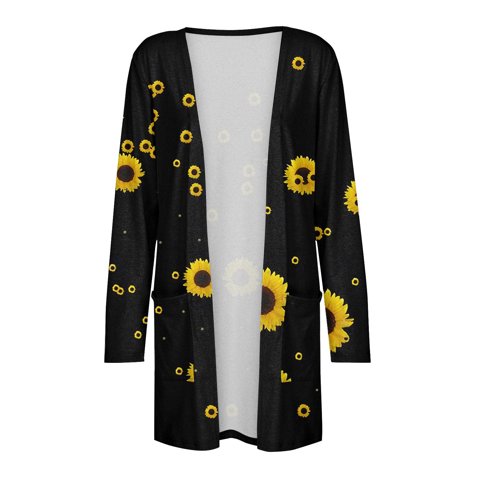 Женская мода Свободный повседневный карманный однотонный кардиган с длинными рукавами — фото 7