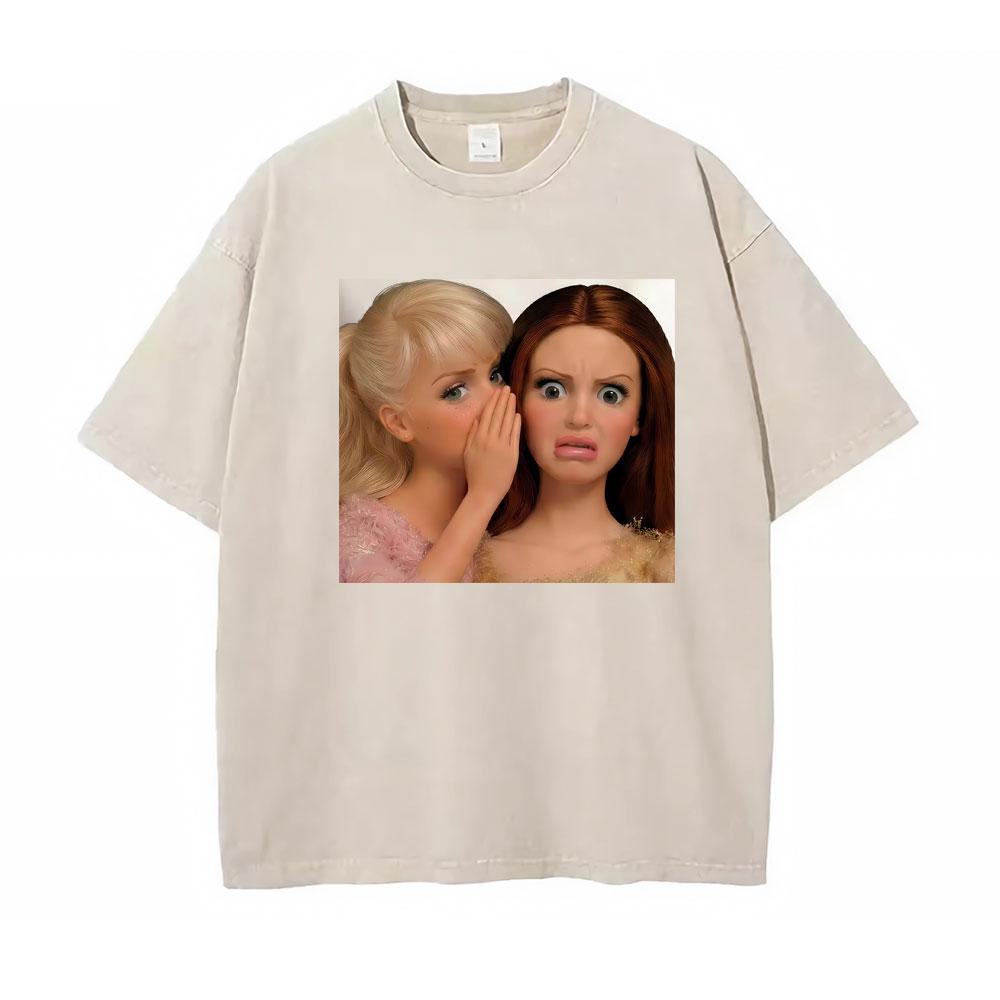 Meme Festa Bambole Grafica Meme Magliette Unisex Donna Manica Corta Gotico High Street T-shirt Cotone Lavato Vintage Larga T-shirt