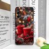 A Christmas Decoration Hot Coffe Cup Pattern Phone Case for Samsung Galaxy S25 S24+ S23 Ultra S22 Plus S21 FE M53 M55 Soft Cover