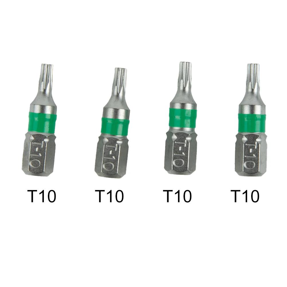 4Pcs 25mm T6-T40 Magnetic Torx Screwdriver Bits Set Electric Screwdriver Head T6/T8/T9/T10/T15/T20/T25/T27/T30/T35/T40 Hand Tool