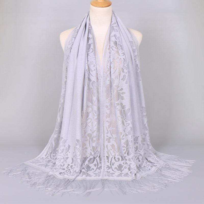 Embroidery Lace Woman'S Veils Church Tassel Long Shawls Hollow Out Muslim Woman Hijabs Elegant Party Shawl Scarves Maxi Wrap