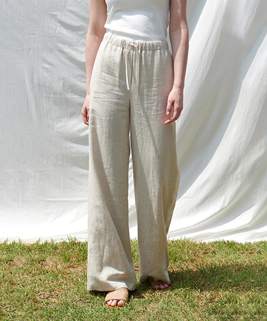 PINBLACK Contrast Tape Straight Pants Beige