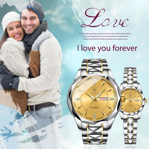 Women's Silver Watch with Calendar, 3ATM Water Resistance, Luminous Analog Display, Stainless Steel, Stylish Couple's Watch, Quartz Movement, Leisure,