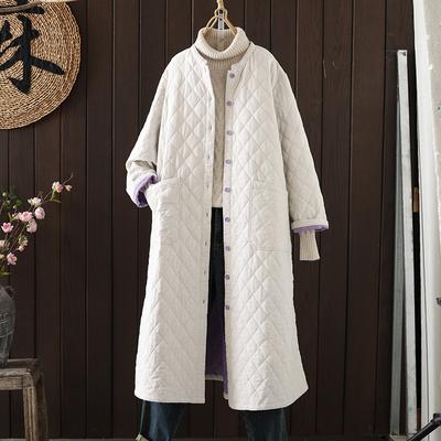 Thin Style Long Cotton Jacket Casual Versatile Commuting Solid Color Oversized Loose Fit Full Sleeve Women Quilted Coat