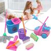 9pcs Collection Miniature Mop Dust Cleaner Doll Housework Cleaning Supplies Tools Collection Dollhouse Furniture Decoration Doll Accessories