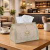 1pc Pastel Pink & Rococo Tissue Box Cover - Luxury Baroque Scroll Ornament with Foldable Lid, Compact Washable Polyester Fabric Suitable for Home, Car