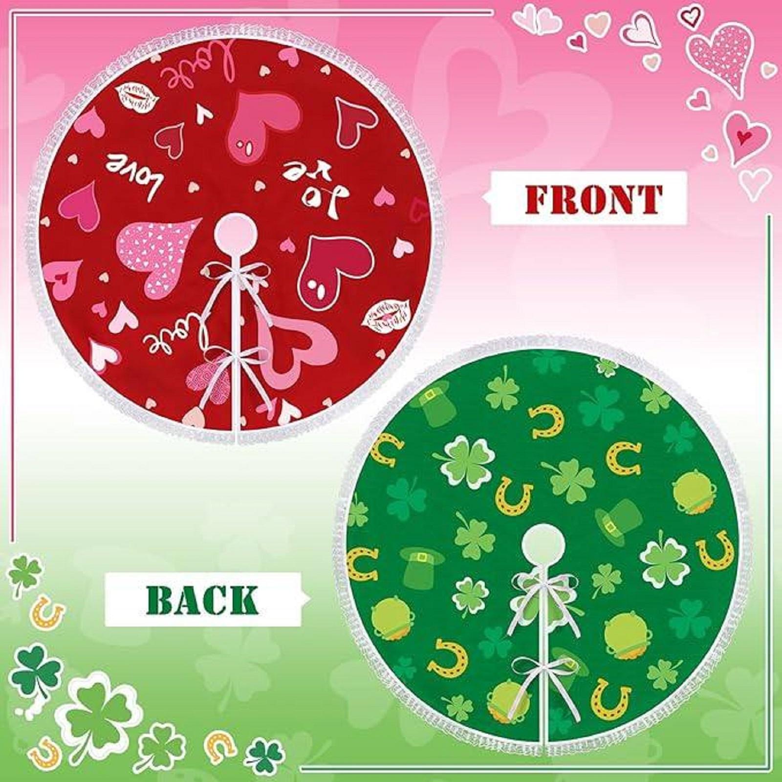

Printed Double-sided Tree Skirt Valentine s Day Saint Patrick s Day Decoration One Size