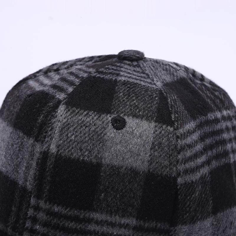 Cotton Breathable Baseball Cap for Men and Women Black and White Checkered Duck Tongue Hat Student Sun Hat