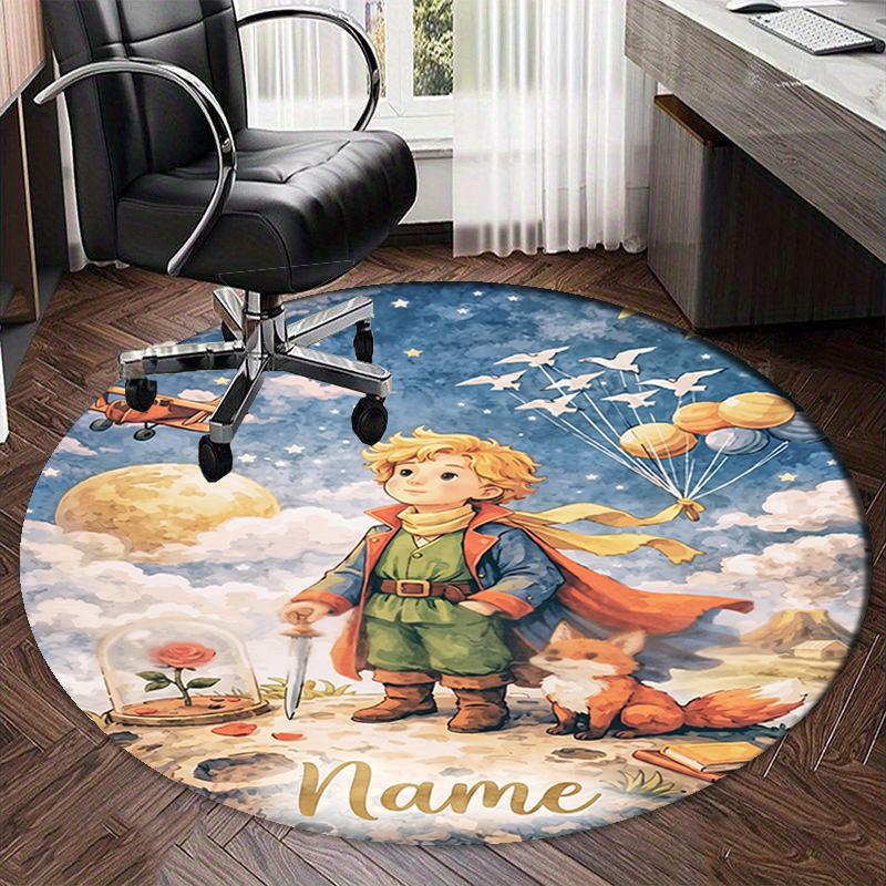 Custom Name The Little Prince Printed Round Rug Carpet Chair Rug Area Rug Entryway Doormats,for Office Chair Living Room Bedroom Kitchen Room.