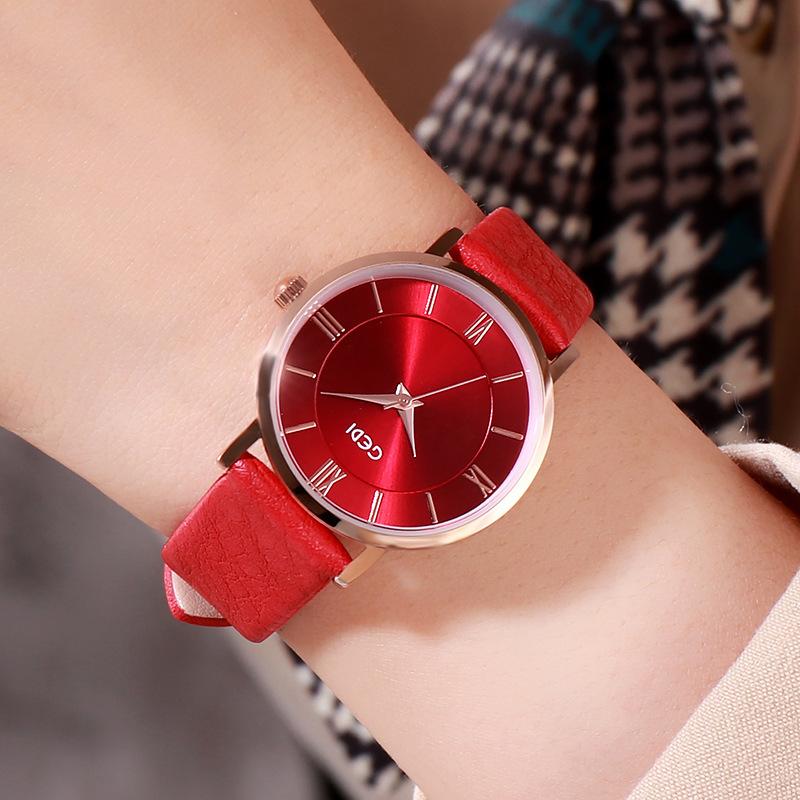 Roman Scale Casual Women S Watch Fashion Versatile Wrist Watch Women S Same Retro Student Trend Watch китайский красный