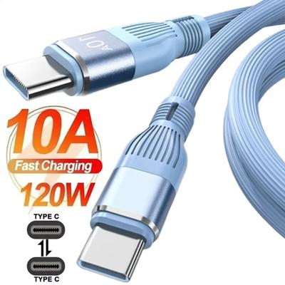 Câble de données à charge rapide 120W 10A USB C vers C Ligne de chargeur haute vitesse pour Samsung Xiaomi Android Câble de données Type C
