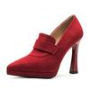 1-Pointed Thin Heel Red Suede Wedding Shoes Femininity Not Tired Feet Waterproof Table Bridesmaid Bride Single Shoes Women