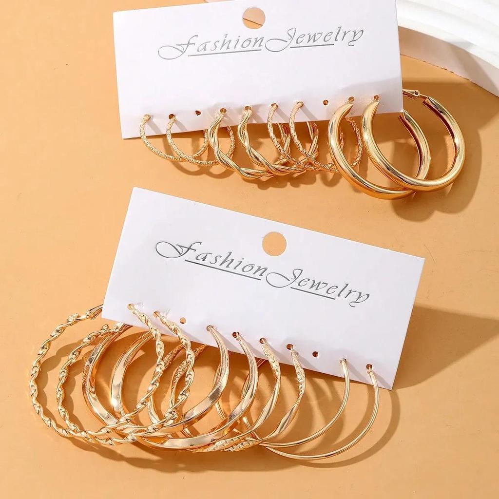 Elegant Hoop Earrings Set for Women with Textured Pattern