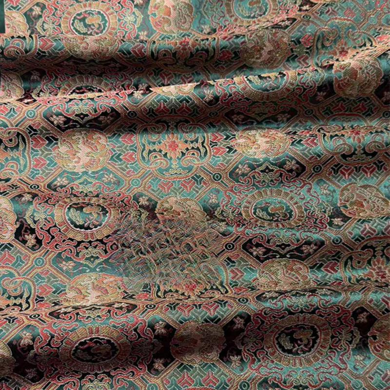 Traditional Song Jin Embroidered Silk Fabric Floral Pattern Ethnic Style for Sewing Clothing Coat Dress Chinese Hanfu Fabric