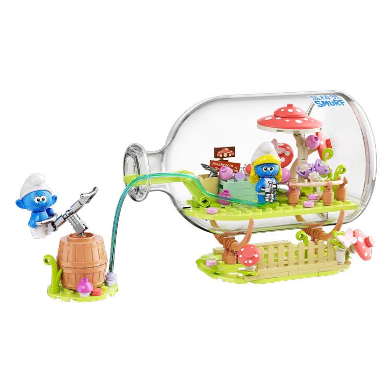 JAKI Jiaqi HK322 Smurfs Creative Message in a Bottle - Childhood Adventure Building Blocks Toy