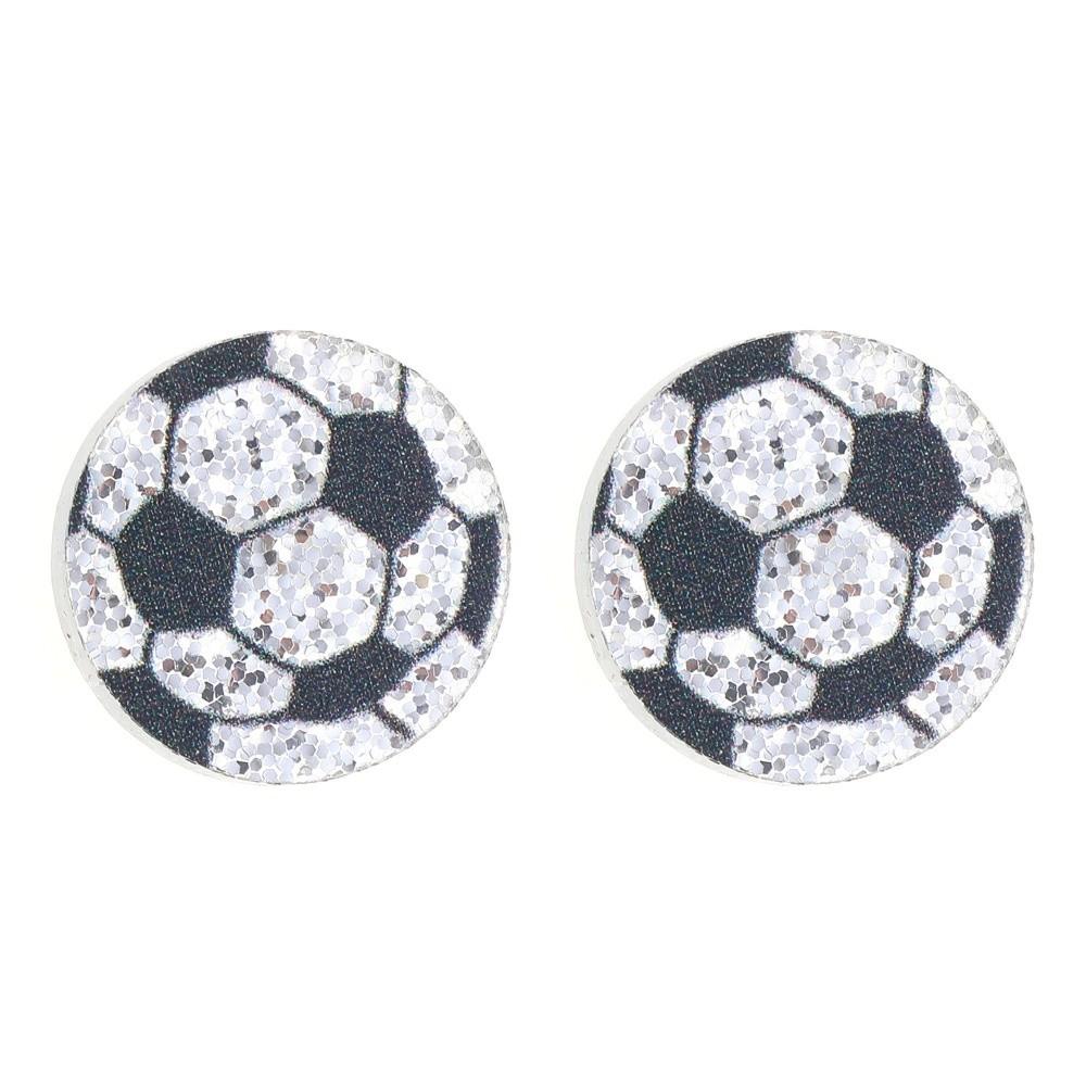 Basketball Football Sparkling Ball Stud Earrings Ear Jewelry Athletes Sports Fans Football