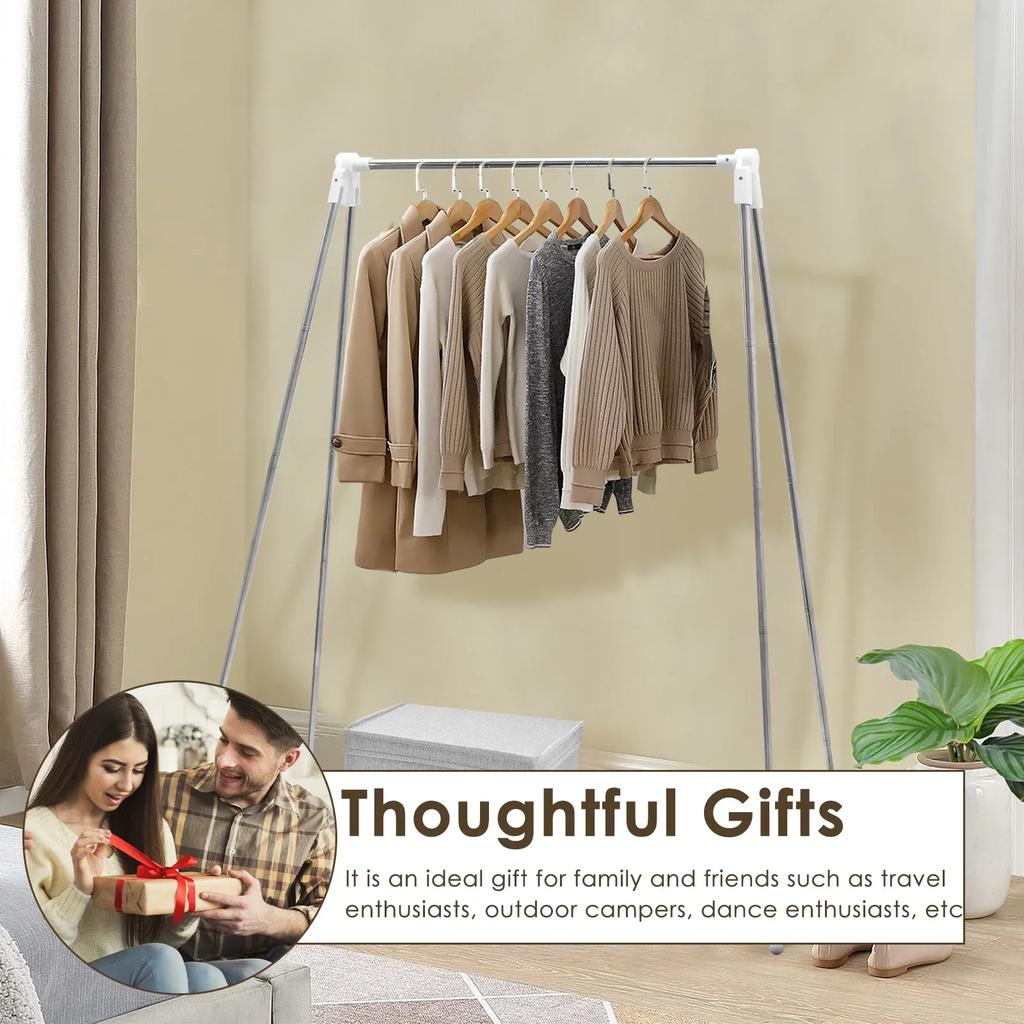 Foldable Travel Clothes Drying Rack Floor Stand Stainless Steel Portable Clothes Garment Rack Retractable Household Outdoor