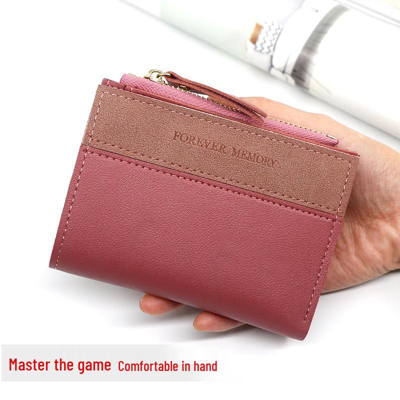 Women's Frosted Spliced Short Wallet & Coin Purse - Simple Card Holder & Clutch