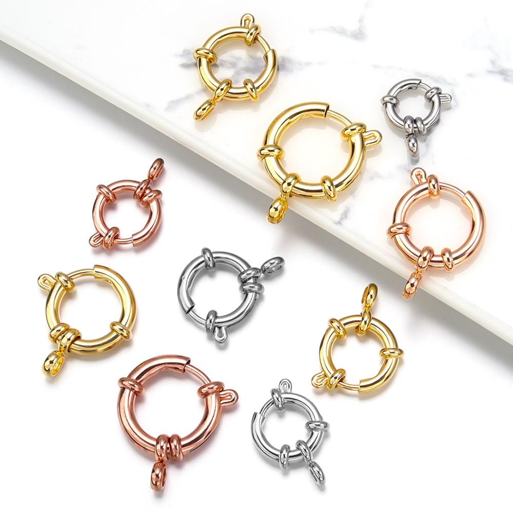 2pcs/lot Stainless Steel Round Claw Shape Spring Clasps Hooks for Bracelet Necklace Clasp Jewelry Making Connectors Supplies