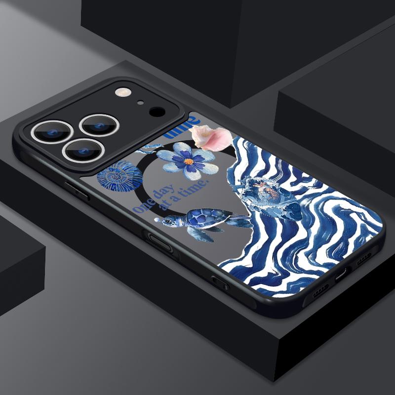 

Магнитный чехол для телефона с дельфинами и черепахами для iPhone Air 17 16 15 14 Pro Max 13 12 Pro Max 11 16 Plus Магнитный Мягкий Край Акриловая Крышка iPhone 15