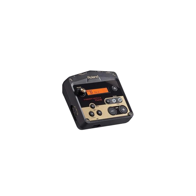 Roland TM-2 Trigger Module, a hybrid drum sound module ideal for live performance and practice. Supports SD card and battery operation, with two