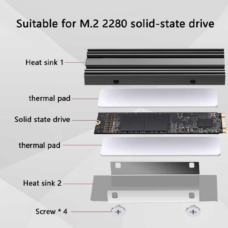 M.2 SSD HeatSink Heat Sink NVME M.2 2280 SSD Hard Disk Aluminum Heat Sink Radiators Thermal Cooling Pad for Desktop PC