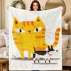 Cartoon Cat and Dog Patterns Flannel Printed Blanket Suitable for All Seasons Suitable for Living Room Office Sofa and Travel