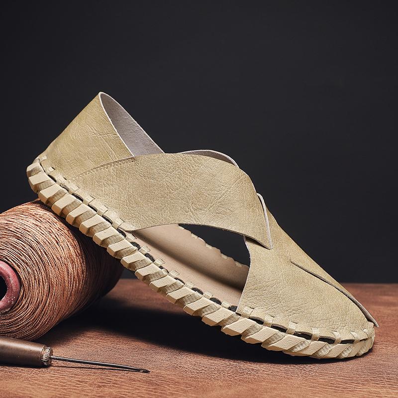 Fashion 2025 Mens Summer Sandals Athletic Beach Slides Shoes Handmade Outdoor Versatile Comfy Sandals Mens Hiking Sandals Size 39-44