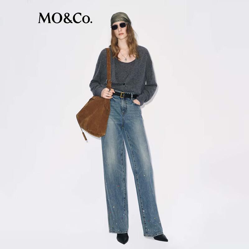 

MO&Co. Women s Washed Cotton Mid-rise Wide-leg Denim Jeans XL