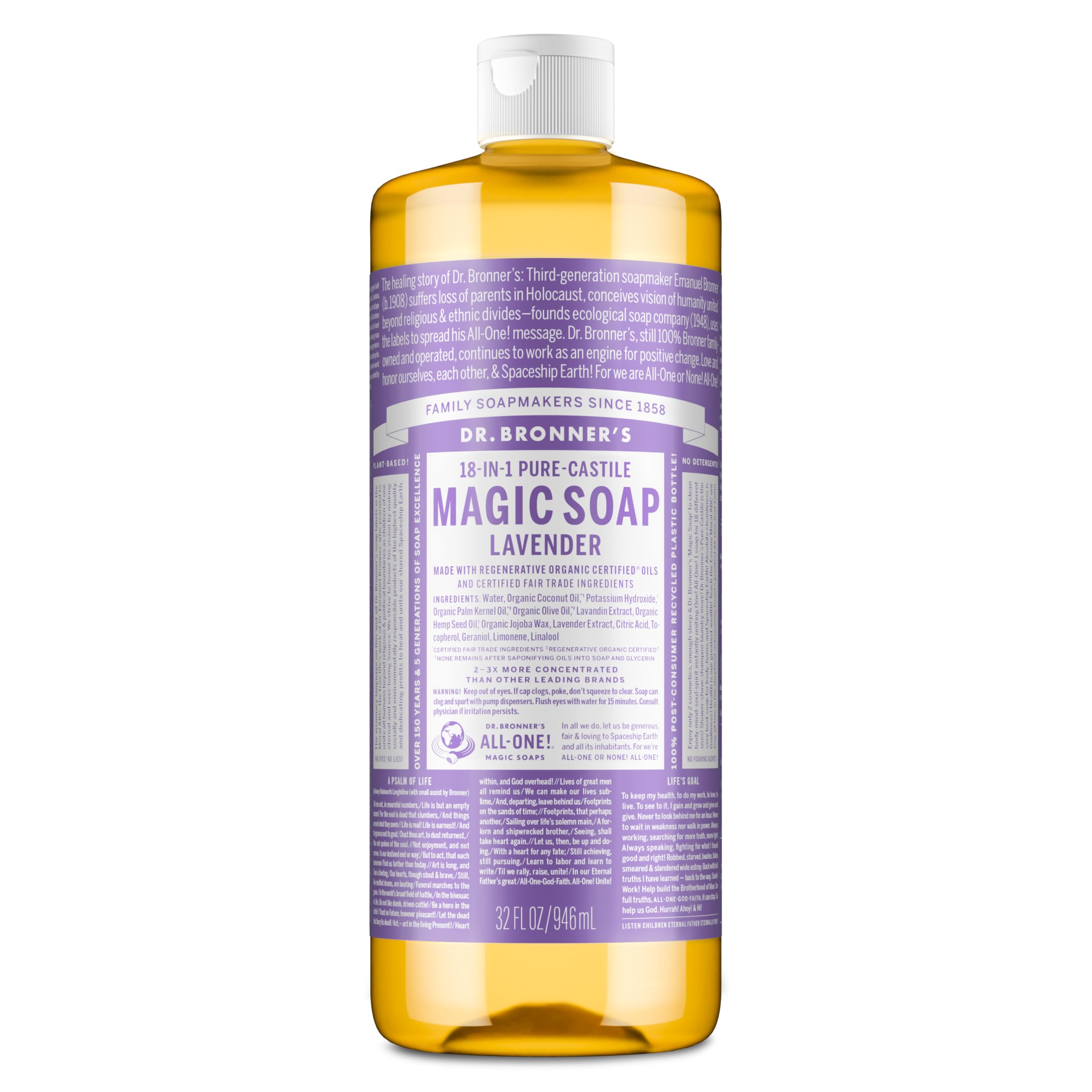 

Жидкое мыло Magic Soap Лаванда 946 мл Dr. Броннерс