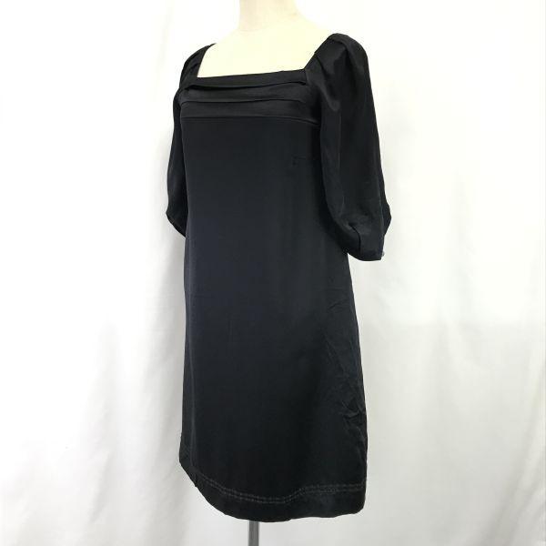 Vestido preto Candela International feito no Japão 100% cetim de seda costas fita manga curta 38 / M(USADO)