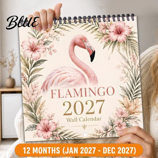 Student School Year Planner with Calendar Hanging Flamingo Wall Organizer 2027 12 Monthly Large Grid