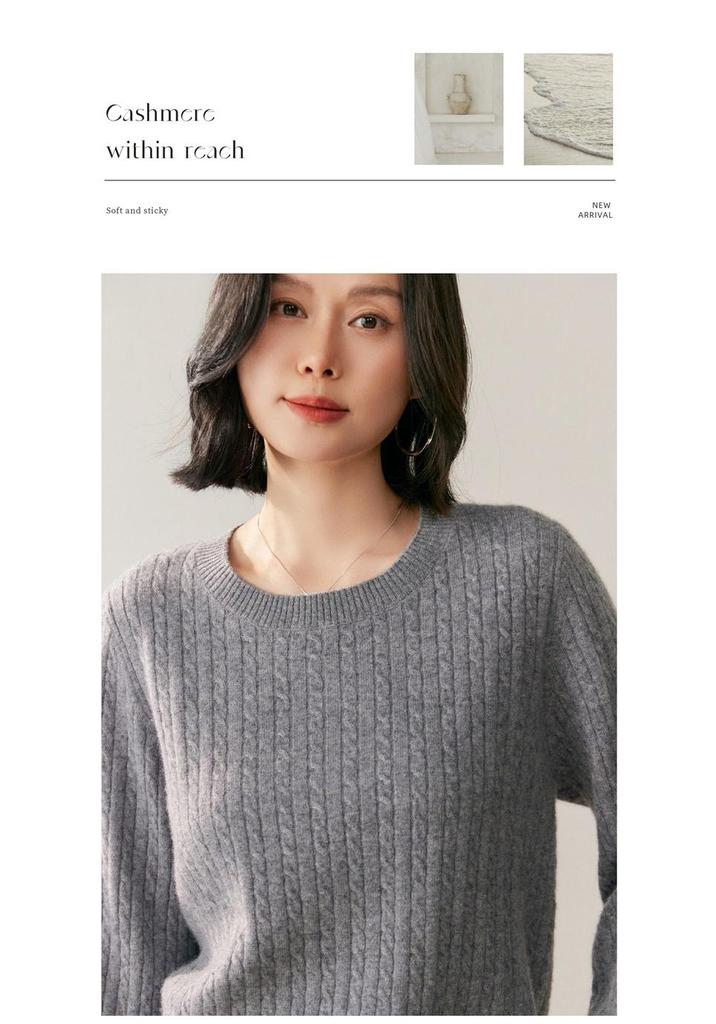 2025 Fall/Winter Women's Round Neck Loose Fit Cashmere Sweater