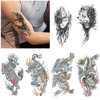 Men'S Auspicious Animal Hand-Painted Color Temporary Waterproof Tattoo Sticker Simulation Tattoo Sticker