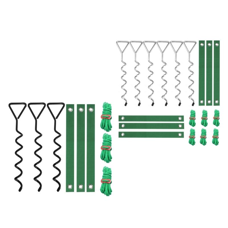 Tree Support Kit with Twist-In Soil Stakes, Grommet Ties and Tie Ropes for Freshly Planted Trees in Yard Spaces