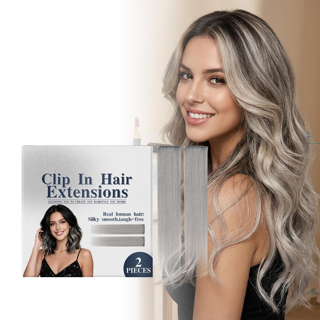 -gray Hair Extensions. Gentle And Everyday Hairstyle, Smooth And Light, Easy To Wear And Portable.