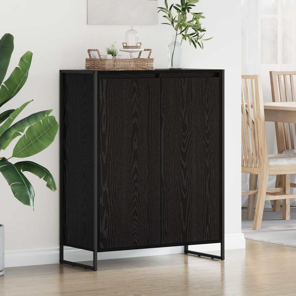 Shoe Cabinet with Storage Black Oak Effect 79 x 36 x 100 cm