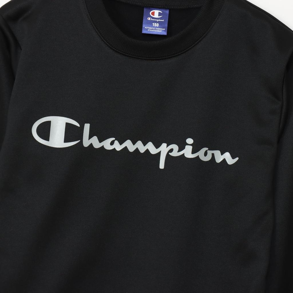 Dětská dlouhá mikina Quick Script s kulatým výstřihem, základní černá [Champion], rukáv, fleecová, suchá, s logem, sportovní, CK-AS003